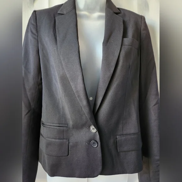 French Connection Black Virgin Wool Womens Blazer Size 4 Career Workwear - Picture 3 of 8